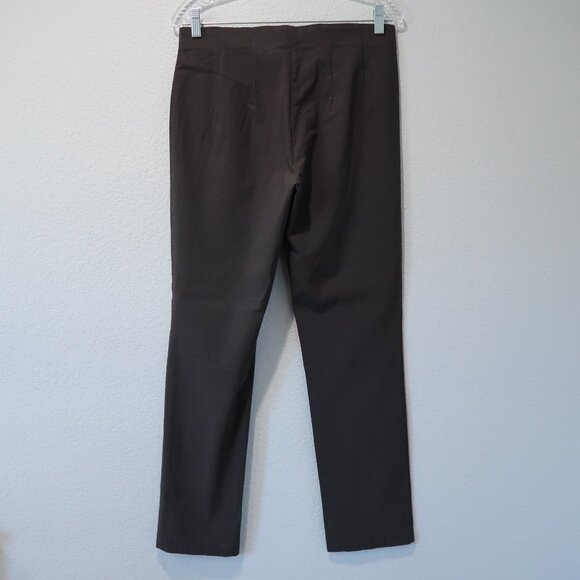 Pants Womens 12 Dark Gray Dress Trousers Stretch Straight Leg Elastic Waist - Picture 4 of 14